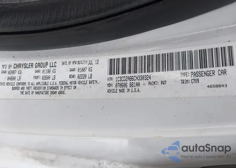 2012 Dodge Avenger Se z USA, uszkodzony, nr VIN 1C3CDZAB6CN330324